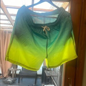 Wave Zone Gradient Swim Shorts beautiful bright yellow green blues almost new